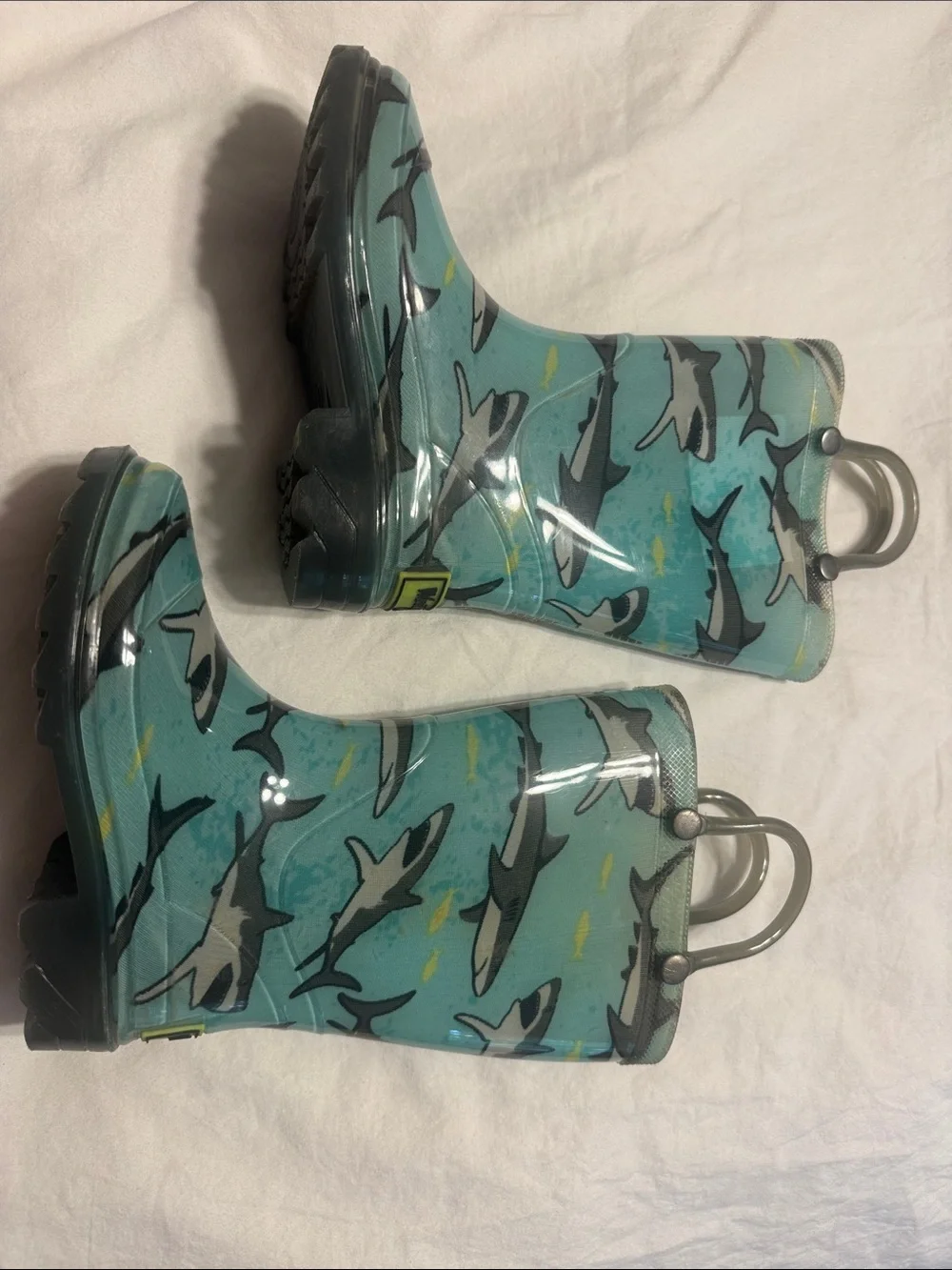 Western Chief Aqua Shark Print Kids Rain Boots